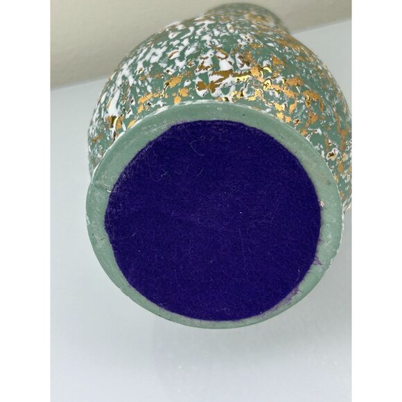 Savoy China 24 Kt Gold Mid-Century Speckled Pottery Pitcher Vase Green 12" Decor - Picture 10 of 11